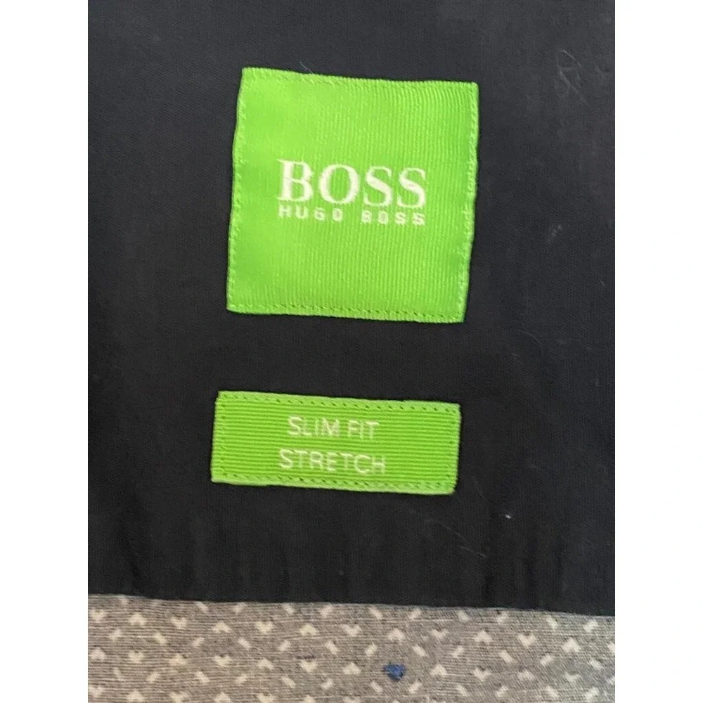 HUGO BOSS Men's Long‎ Sleeve Button-Up Shirt Navy Polka Dot Size Large